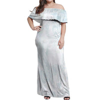 Polynesia Off Shoulder Maxi Dress Sharks Duo Tropical Off White