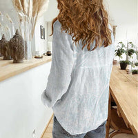 Polynesia Women Casual Shirt Sharks Duo Tropical Off White