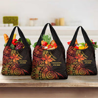 Niue Fakaalofa Atu Personalised Grocery Bag Whale Hiapo Fiery Motif