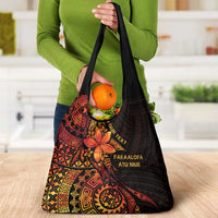 Niue Fakaalofa Atu Personalised Grocery Bag Whale Hiapo Fiery Motif