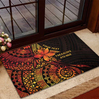 Niue Fakaalofa Atu Personalised Rubber Doormat Whale Hiapo Fiery Motif