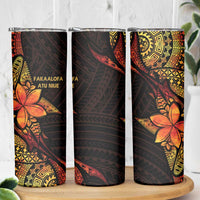 Niue Fakaalofa Atu Skinny Tumbler Whale Hiapo Fiery Motif