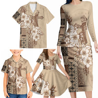 Samoa AIGA Mamanu Siapo Malu Motifs Family Matching Long Sleeve Bodycon Dress and Hawaiian Shirt