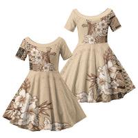 Samoa AIGA Mamanu Siapo Malu Motifs Family Matching Long Sleeve Bodycon Dress and Hawaiian Shirt
