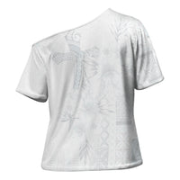 Samoa AIGA Mamanu Siapo Malu Motifs Cross Shoulder Shirt Lotu a Tamaiti White Ver