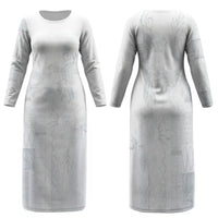 Samoa AIGA Mamanu Siapo Malu Motifs Family Matching Long Sleeve Bodycon Dress and Hawaiian Shirt Lotu a Tamaiti White Ver