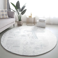 Samoa AIGA Mamanu Siapo Malu Motifs Round Carpet Lotu a Tamaiti White Ver