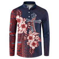 Samoa AIGA Mamanu Siapo Malu Motifs Button Sweatshirt Flag Color