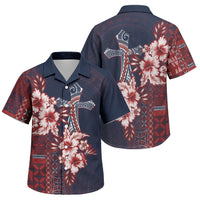 Samoa AIGA Mamanu Siapo Malu Motifs Family Matching Mermaid Dress and Hawaiian Shirt Flag Color