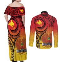 Papua New Guinea 50 Years Couples Matching Off Shoulder Maxi Dress and Long Sleeve Button Shirt Motuan Motifs