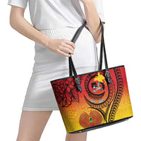 Papua New Guinea 50 Years Leather Tote Bag Motuan Motifs