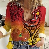Papua New Guinea 50 Years Women Casual Shirt Motuan Motifs