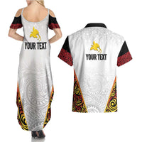 Personalized Papua New Guinea Couples Matching Summer Maxi Dress and Hawaiian Shirt Hapi De bilong Indipendens PNG