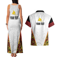 Personalized Papua New Guinea Couples Matching Tank Maxi Dress and Hawaiian Shirt Hapi De bilong Indipendens PNG