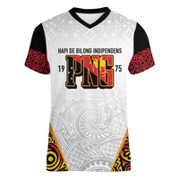 Personalized Papua New Guinea Women V-Neck T-Shirt Hapi De bilong Indipendens PNG