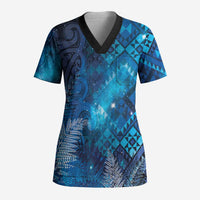 Aotearoa Taniko Matariki Scrub Top Cosmic Blue