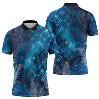 Aotearoa Taniko Matariki Zipper Polo Shirt Cosmic Blue