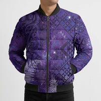 Aotearoa Taniko Matariki Bomber Puffer Jacket Cosmic Violet