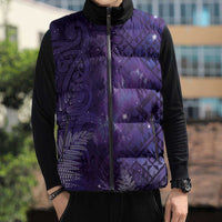 Aotearoa Taniko Matariki Sleeveless Puffer Jacket Cosmic Violet