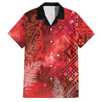 Aotearoa Taniko Matariki Family Matching Mermaid Dress and Hawaiian Shirt Cosmic Red LT7 Dad's Shirt - Short Sleeve Red - Polynesian Pride