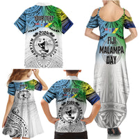 Malampa Fiji Day Family Matching Summer Maxi Dress and Hawaiian Shirt Gradient Style