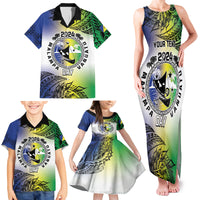 Malampa Day Family Matching Tank Maxi Dress and Hawaiian Shirt Emblem Gradient Style