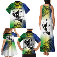 Malampa Day Family Matching Tank Maxi Dress and Hawaiian Shirt Emblem Gradient Style