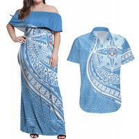 Tonga Apifo'ou Kolisi Personalized Couples Matching Off Shoulder Maxi Dress and Hawaiian Shirt Ngatu Tokelaufeletoa Motifs