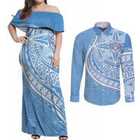 Tonga Apifo'ou Kolisi Personalized Couples Matching Off Shoulder Maxi Dress and Long Sleeve Button Shirt Ngatu Tokelaufeletoa Motifs
