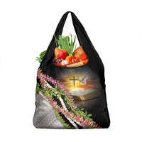 Hawaii Mokihana Mix Pikake Leis Mahalo 'Olelo Grocery Bag Black