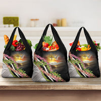 Hawaii Mokihana Mix Pikake Leis Mahalo 'Olelo Grocery Bag Black