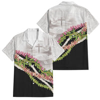 Hawaii Mokihana Mix Pikake Leis Mahalo 'Olelo Family Matching Mermaid Dress and Hawaiian Shirt White Tapa LT7 Dad's Shirt - Short Sleeve White - Polynesian Pride