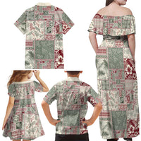 Aloha Hawaii Pastel Christmas Patchwork Family Matching Off Shoulder Maxi Dress and Hawaiian Shirt Classic Style - Polynesian Pride