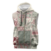 Aloha Hawaii Pastel Christmas Patchwork Sleeveless Zip Hoodie Classic Style LT7