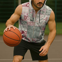 Aloha Hawaii Pastel Christmas Patchwork Sleeveless Zip Hoodie Classic Style - Polynesian Pride