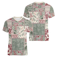 Aloha Hawaii Pastel Christmas Patchwork Women V-Neck T-Shirt Classic Style - Polynesian Pride