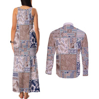 Aloha Hawaii Pastel Christmas Patchwork Couples Matching Tank Maxi Dress and Long Sleeve Button Shirt Rustic Style LT7 - Polynesian Pride