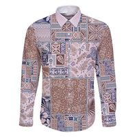 Aloha Hawaii Pastel Christmas Patchwork Family Matching Long Sleeve Bodycon Dress and Hawaiian Shirt Rustic Style - Polynesian Pride