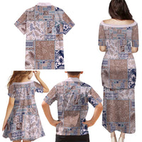 Aloha Hawaii Pastel Christmas Patchwork Family Matching Puletasi and Hawaiian Shirt Rustic Style - Polynesian Pride