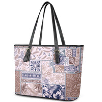 Aloha Hawaii Pastel Christmas Patchwork Leather Tote Bag Rustic Style - Polynesian Pride