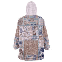 Aloha Hawaii Pastel Christmas Patchwork Wearable Blanket Hoodie Rustic Style - Polynesian Pride