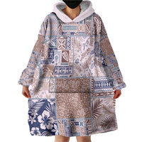 Aloha Hawaii Pastel Christmas Patchwork Wearable Blanket Hoodie Rustic Style - Polynesian Pride