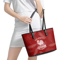 New Zealand Christmas Leather Tote Bag Silver Fern Mix Kiwi Bird Ver01 LT7 - Polynesian Pride