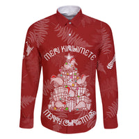 New Zealand Christmas Family Matching Long Sleeve Bodycon Dress and Hawaiian Shirt Silver Fern Mix Kiwi Bird Ver02 LT7 Dad's Shirt - Long Sleeve Red - Polynesian Pride