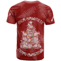 New Zealand Christmas T Shirt Silver Fern Mix Kiwi Bird Ver02 LT7 - Polynesian Pride