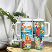 Aloha Hawaii Christmas Tumbler With Handle It's 5 o'clock Somewhere