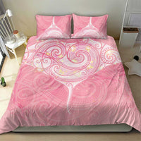 Breast Cancer Awareness Maori Aotearoa Bedding Set Manta Ray - Pink Glaze - Polynesian Pride