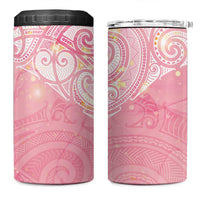 Breast Cancer Awareness Maori Aotearoa 4 in 1 Can Cooler Tumbler Manta Ray - Pink Glaze - Polynesian Pride