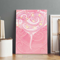 Breast Cancer Awareness Maori Aotearoa Canvas Wall Art Manta Ray - Pink Glaze - Polynesian Pride