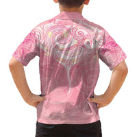 Breast Cancer Awareness Maori Aotearoa Family Matching Long Sleeve Bodycon Dress and Hawaiian Shirt Manta Ray - Pink Glaze LT7 - Polynesian Pride